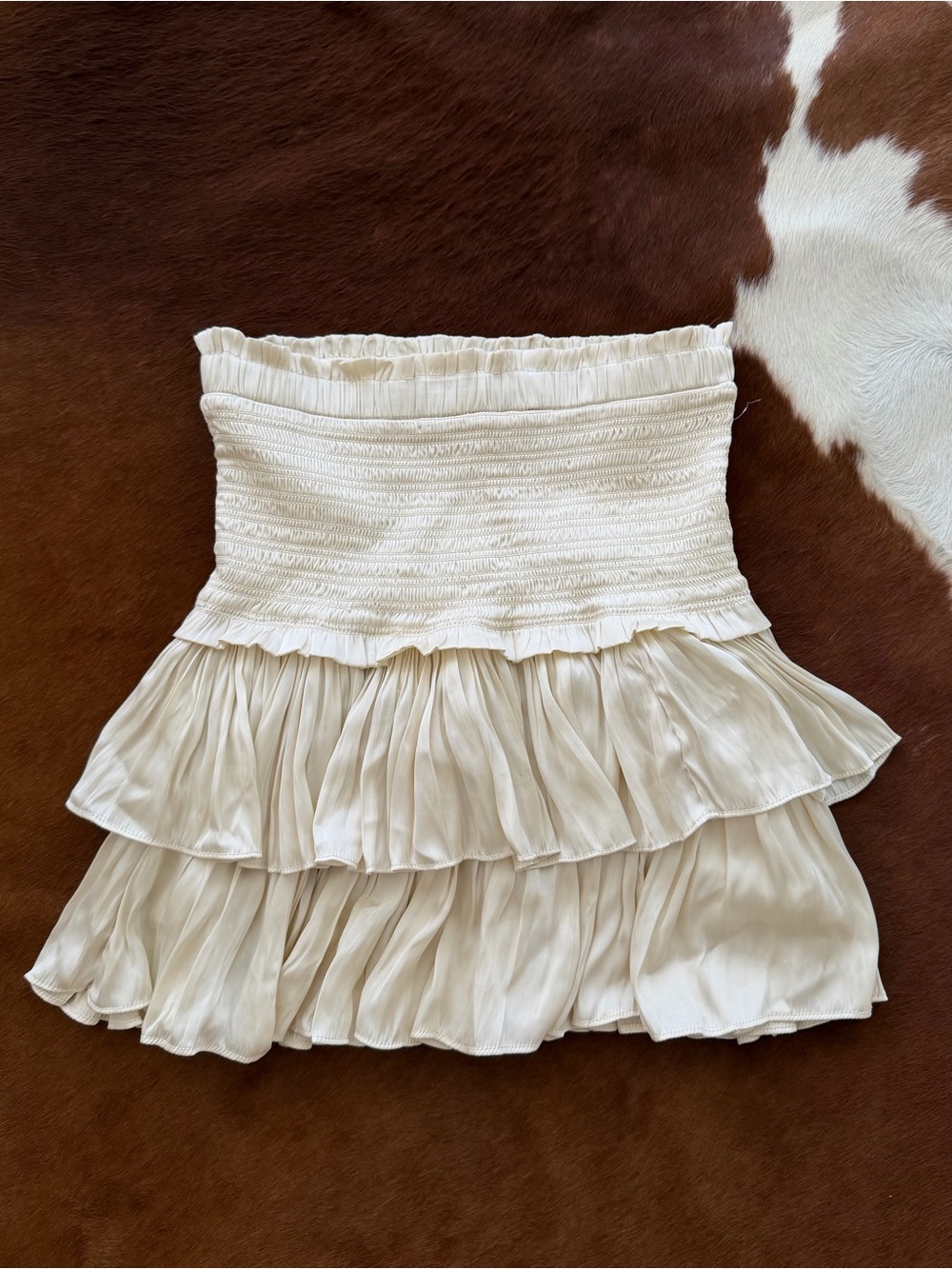Reset cream ruffle mini skirt size S